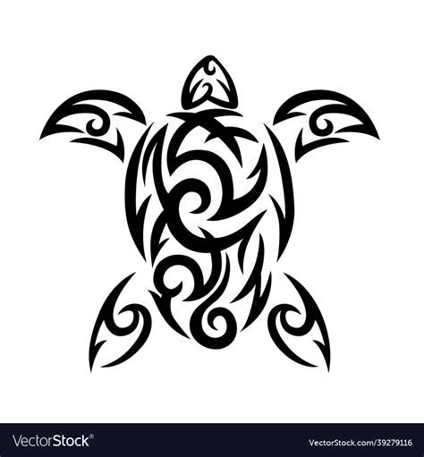 Sea Turtle Tribal Maori Ethnic Style Symbol Vector Image