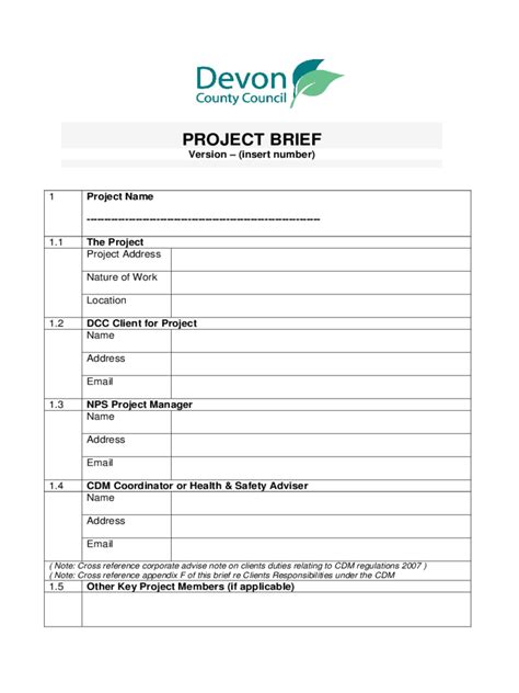 However, being a manger your schedule is often busy and you don't always have time to inform employees in a regular weekly briefing. 2020 Project Brief Template - Fillable, Printable PDF ...