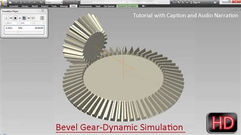 Bevel Gear Dynamic Simulation Autodesk Inventor With Caption And Audio