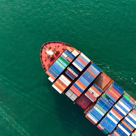 Aerial View Of Sea Freight Cargo Ship Cargo Container In Factory
