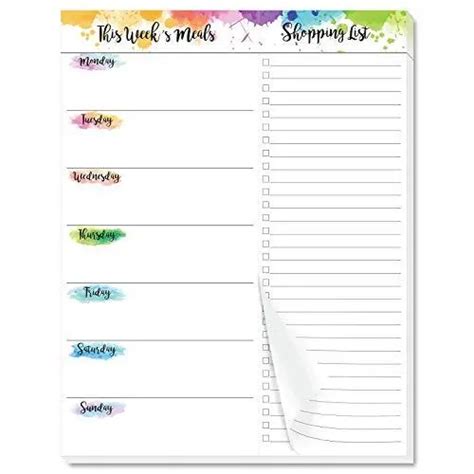 WEEKLY MEAL PLANNER Undated Magnetic Notepads With Grocery List 7 X