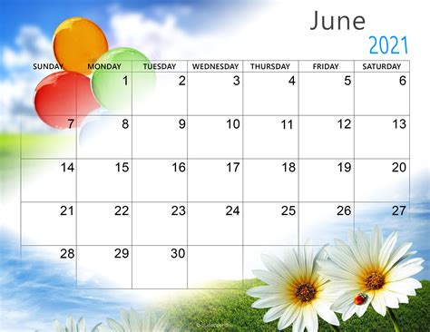 Free Cute June 2021 Calendar Eventskarma