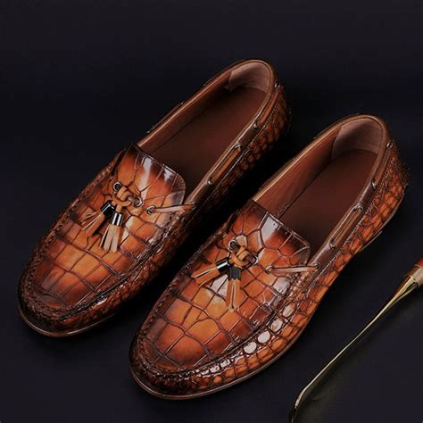 Handcrafted Mens Alligator Classic Tassel Loafer Leather Lined Shoes