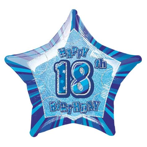 Blue Glitz Age 18 Happy Birthday Prismatic Foil Helium Balloon 51cm