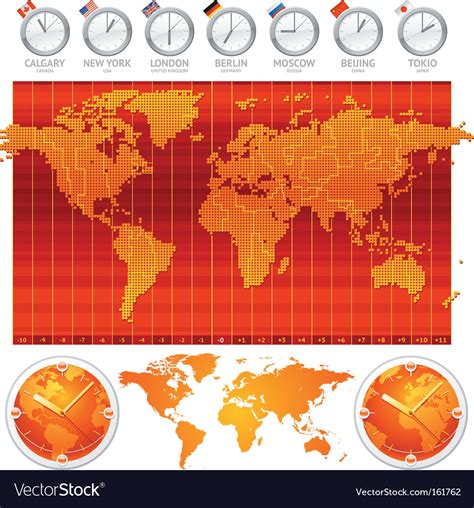 Time Zones And Clocks Royalty Free Vector Image