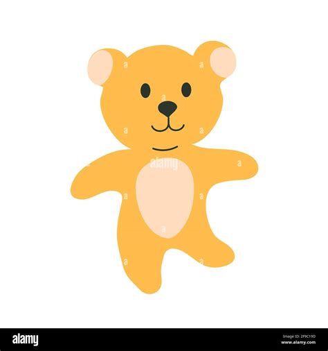 Plush Yellow Teddy Bear Toy Vector Clip Art In Doodle Style On A White