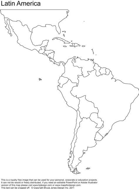 Free Blank Map Of North And South America Latin America Printable