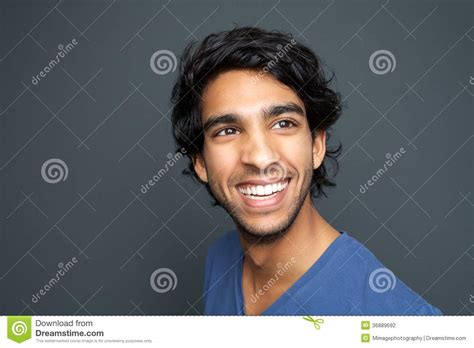 Close Up Portrait Of A Happy Young Man Smiling Stock Photo Image Of