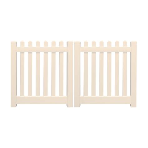 Durables 3 X 72 Burton Vinyl Picket Fence Double Gate With Hardware Tan