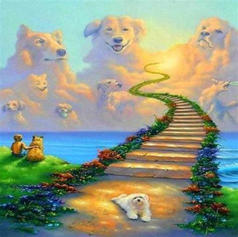 5d Diamond Painting White Dog Stairway To Heaven Kit Bonanza Marketplace