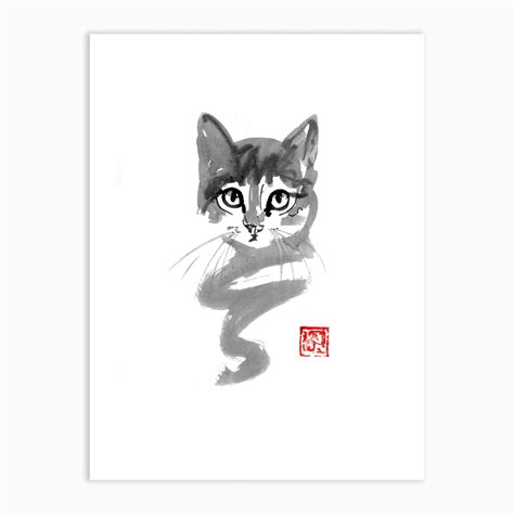 Cat Line Art Print By Pechane Sumie Fy
