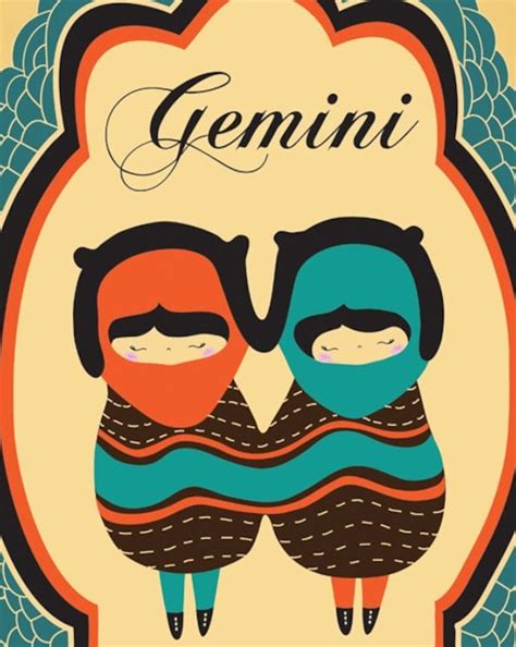 Gemini Zodiac Sign Drawing Art Print By Paradacreations On Etsy