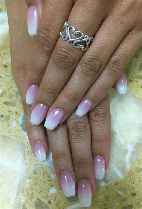 Ombré Nails With Pink And White Powder Pink White Nails Purple Ombre