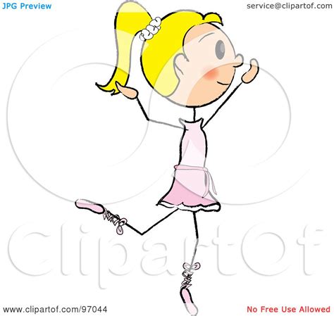 Royalty Free Rf Clipart Illustration Of A Blond Stick Girl Ballerina