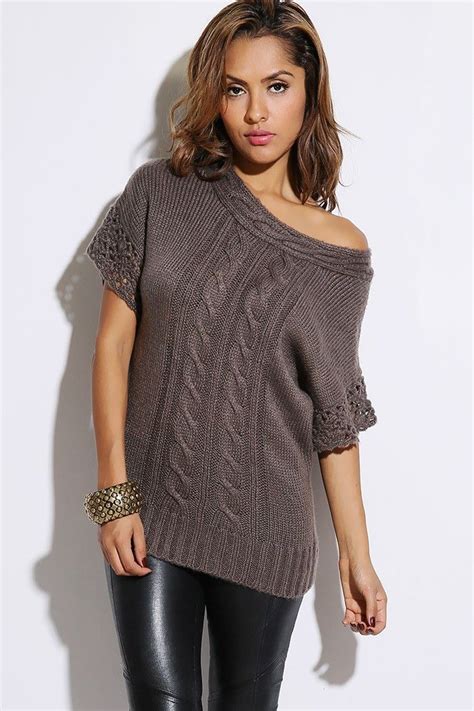 Fashion Style Mocha Cable Knit Sweater Tunic Top 15