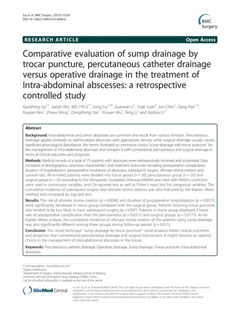 Pdf Comparative Evaluation Of Sump Drainage By Trocar Puncture