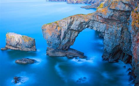 Cliff Sea Wales Coast Bridge Erosion Cave Sunrise Rock Nature