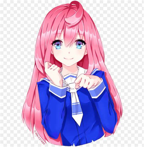 anime girl pink hair fan art