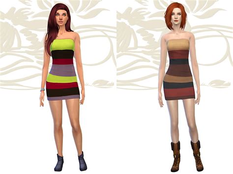 The Sims Resource Dress Bandeau Multicolore