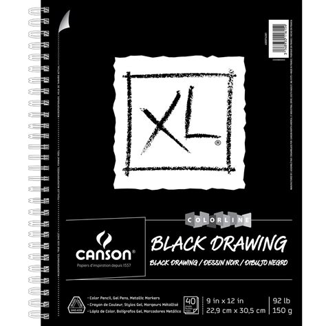 Canson Xl Series Black Drawing Paper For Pencil Acrylic Marker Opaque