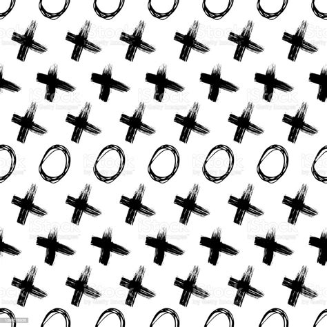 seamless pattern with hand drawn cross and circle shapes stock illustration download image now