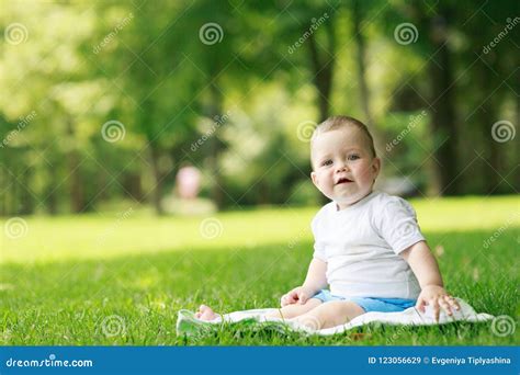 Baby One Year Old Stock Image Image Of Portrait Grass 123056629