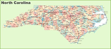 North Carolina Nc Road And Highway Map Free Printable
