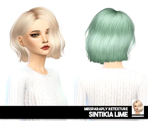 Sims 4 Hairs ~ Miss Paraply Sintiklia Lime Solids And Dark Roots Hair