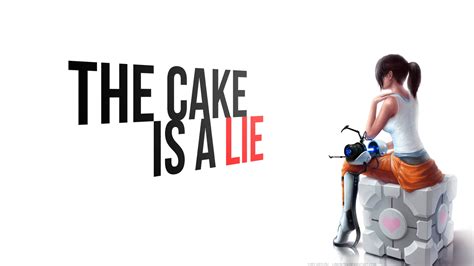 The Cake Is A Lie Text Companion Cube Portal Game Cake Portal Gun