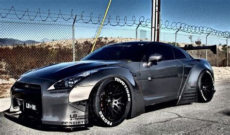 Widebody Nissan Gt R Libertywalk R35 With Airplane Poster