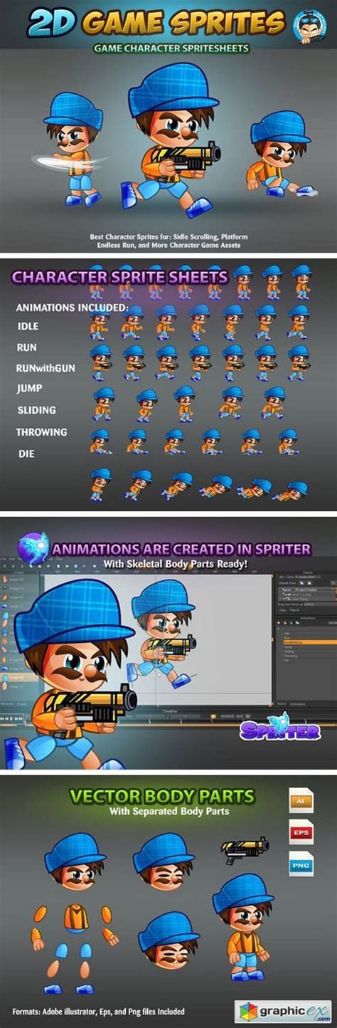 2d Game Character Sprites Free Download Vector Stock Image Photoshop Icon