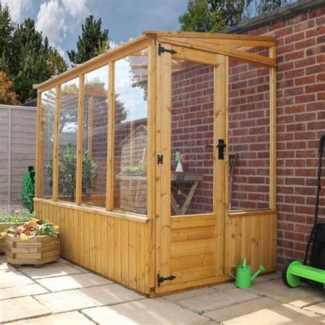 Mercia 7x4ft Wooden Lean To Pent Garden Greenhouse Potting Shed
