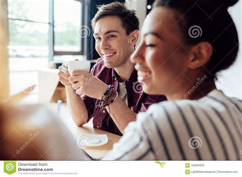 Multiethnic Friends Drinking Coffee Stock Photo Image Of Friendship