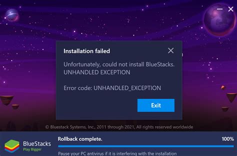 Fix Installation Failed Bluestacks Unhandled Exception Error