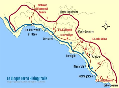 Cinque Terre Walking Trail Map