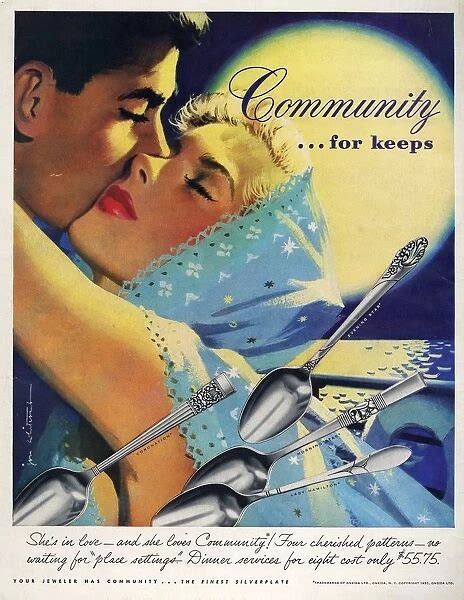 Community Cutlery 1952 1950s Usa Kissing Kisses For Sale As Framed Prints Photos Wall Art And