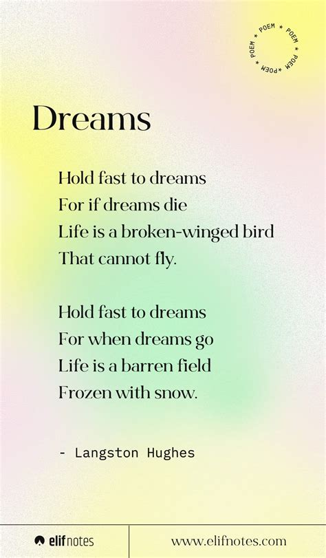 Dreams A Famous Short Poem By Langston Hughes Elifnotes Short Poems Famous Short Poems
