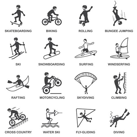 Extreme Sports Icons Set 437638 Vector Art At Vecteezy