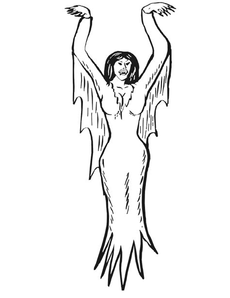 Vampire Coloring Page Female Vampire With Arms Up