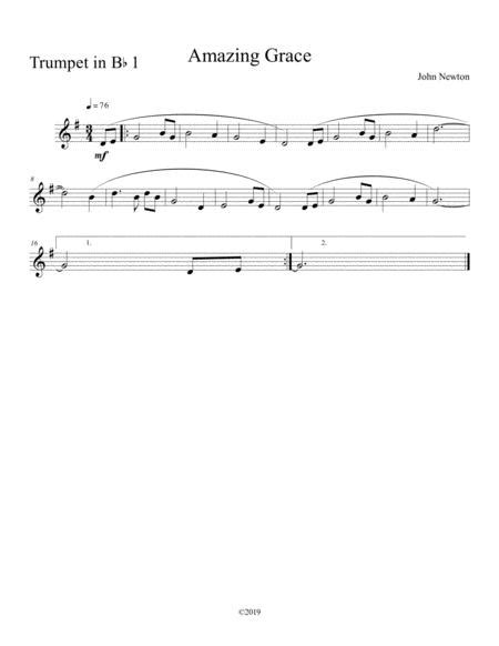 Amazing Grace For Trumpet Duet By John Newton Digital Sheet Music For