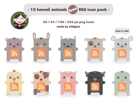 Kawaii Animals Rss Icon Pack By Wildgica On Deviantart