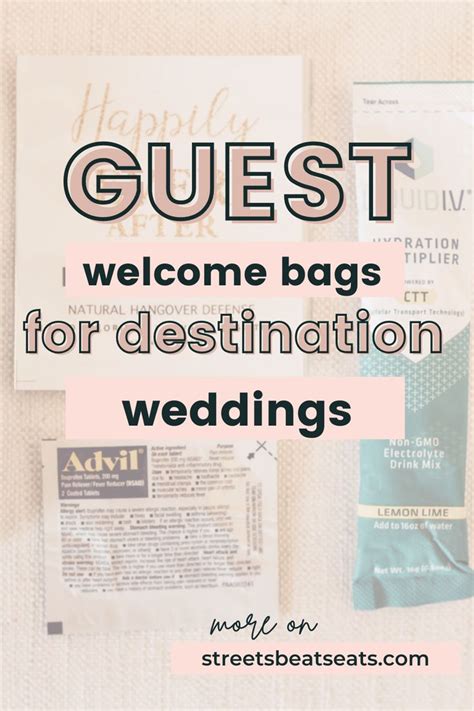 The Words Guest Welcome Bags For Destination Wedding On Top Of An Image