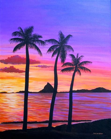 13 Best Ideas About Hawaiian Sunset Paintings On Pinterest Acrylics Beach Scenes And Tropical