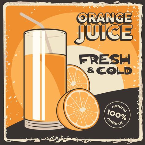 Orange Fruit Juice Signage Poster Retro Rustic Classic Vector 2144711