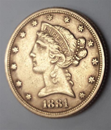 Lot United States Us 1881 5 Gold Coin