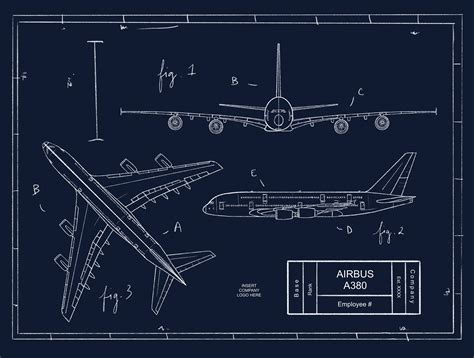 Customizable Airbus A380 Blueprint Illustration Etsy