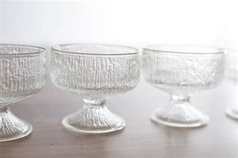 4 Icicle Glass Bowls Set Of 4 Frosty Scandinavian Finnish Style Frosted Finland Dessert Ice