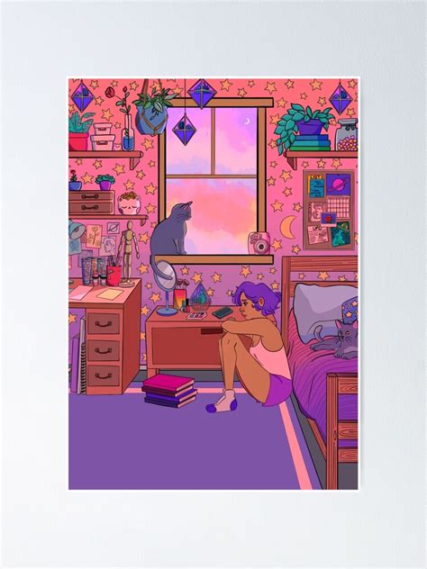 Aesthetic Pink Room Poster By Allyartist Redbubble