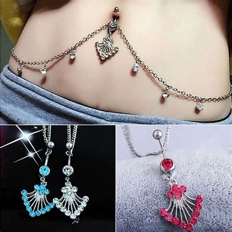 Buy 3 Colors Sexy Women Belly Button Ring Navel Dangle Waist Chain Piercing