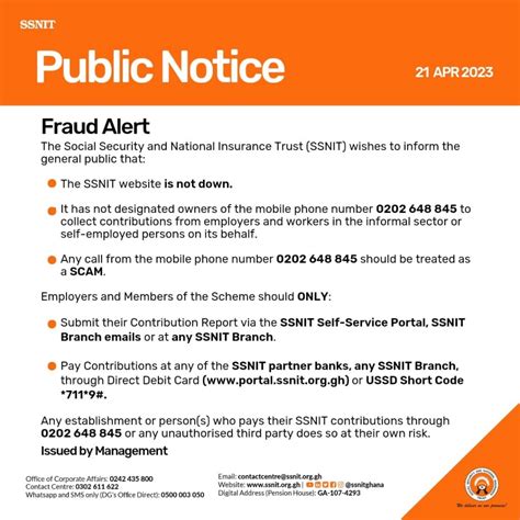 Public Notice Fraud Alert Ssnit
